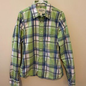 Abercrombie & Fitch Muscle Men's Plaid Button Down Shirt Large